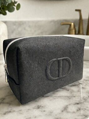 Christian Dior Beauté Black Denim Makeup Bag w/ Box